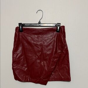 Faux Red Leather Skirt Elegant NWT